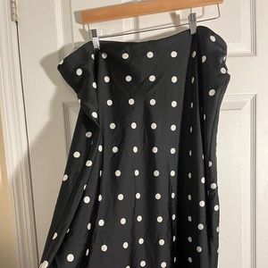 J.Crew Gwyneth slip skirt black with white polka dot 2X silk like material midi